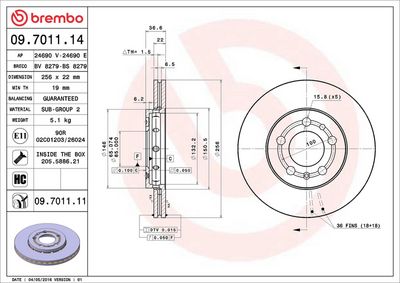 Тормозной диск BREMBO 09.7011.11
