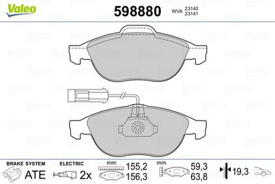 Bremžu uzliku kompl., Disku bremzes VALEO 598880
