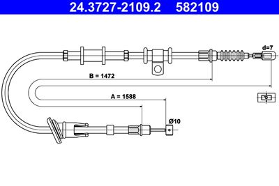 Тросик, cтояночный тормоз ATE 24.3727-2109.2