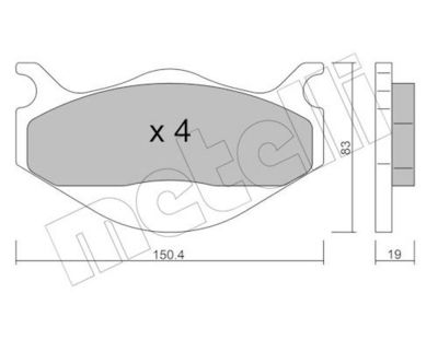 Bremžu uzliku kompl., Disku bremzes METELLI 22-1404-0
