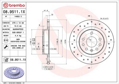 Bremžu diski BREMBO 08.9511.1X