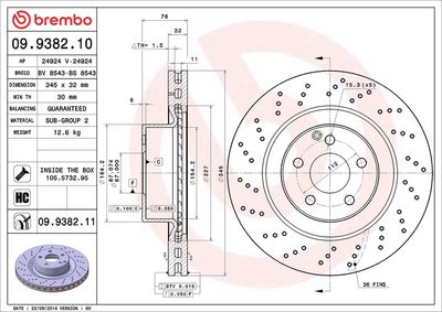 Тормозной диск BREMBO 09.9382.11