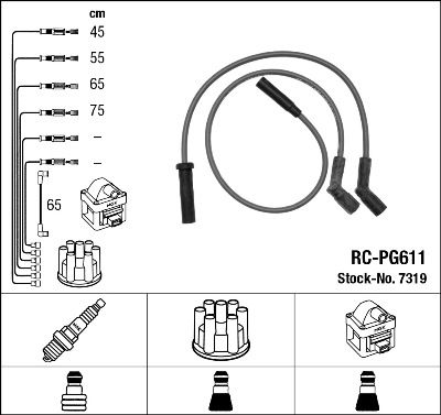 Augstsprieguma vadu komplekts NGK 7319