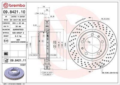 Тормозной диск BREMBO 09.8421.11