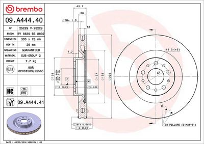 Тормозной диск BREMBO 09.A444.40