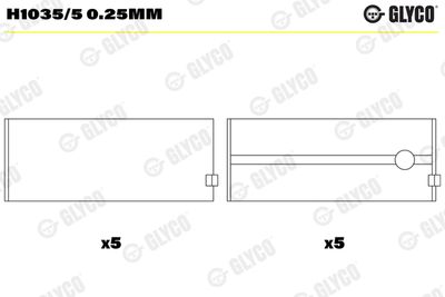 Kloķvārpstas gultnis GLYCO H1035/5 0.25mm