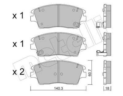 Bremžu uzliku kompl., Disku bremzes METELLI 22-1164-0