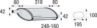 Vidējais izpl. gāzu trokšņa slāpētājs, Universāls BOSAL 248-160