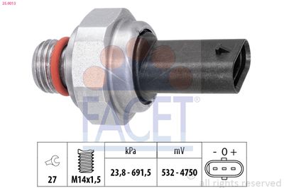Датчик, давление выхлопных газов FACET 25.0013