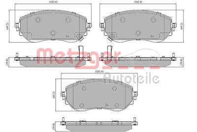 Bremžu uzliku kompl., Disku bremzes METZGER 1170936