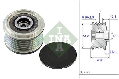 Механизм свободного хода генератора Schaeffler INA 535 0102 10