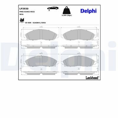 Bremžu uzliku kompl., Disku bremzes DELPHI LP3930