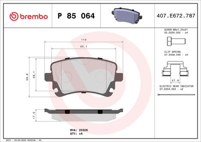 Bremžu uzliku kompl., Disku bremzes BREMBO P 85 064