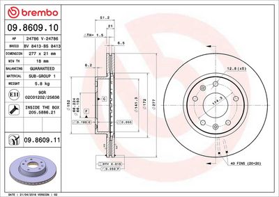 Тормозной диск BREMBO 09.8609.11