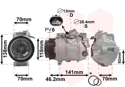 Компрессор, кондиционер VAN WEZEL 3000K091