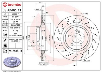 Тормозной диск BREMBO 09.C502.11