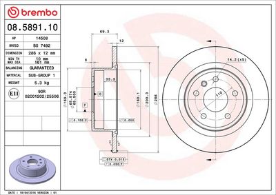 Bremžu diski BREMBO 08.5891.10