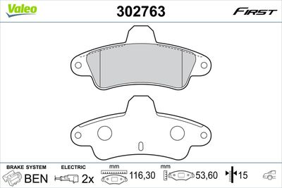 Bremžu uzliku kompl., Disku bremzes VALEO 302763
