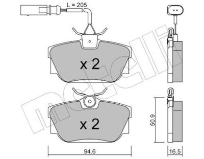 Комплект тормозных колодок, дисковый тормоз METELLI 22-0346-2