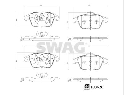Bremžu uzliku kompl., Disku bremzes SWAG 33 10 7796