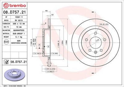 Bremžu diski BREMBO 08.D757.21