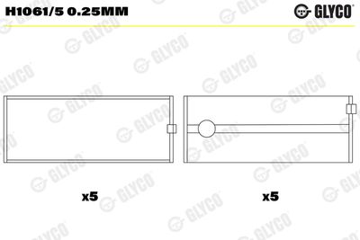 Подшипник коленвала GLYCO H1061/5 0.25mm
