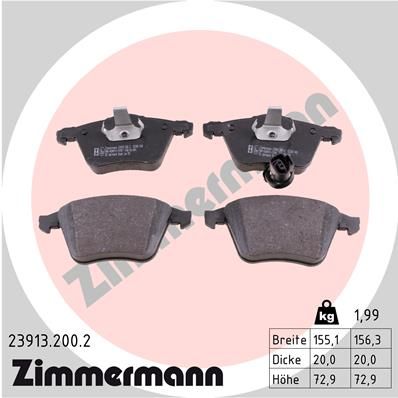 Bremžu uzliku kompl., Disku bremzes ZIMMERMANN 23913.200.2