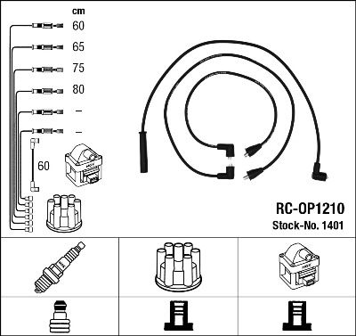 Augstsprieguma vadu komplekts NGK 1401