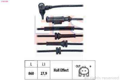 Датчик, частота вращения колеса EPS 1.960.098