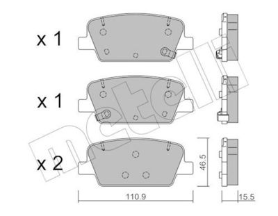 Bremžu uzliku kompl., Disku bremzes METELLI 22-1283-0