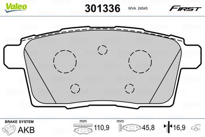 Bremžu uzliku kompl., Disku bremzes VALEO 301336
