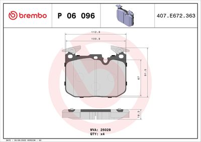 Bremžu uzliku kompl., Disku bremzes BREMBO P 06 096X