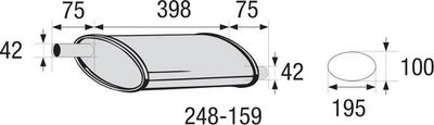 Vidējais izpl. gāzu trokšņa slāpētājs, Universāls BOSAL 248-159