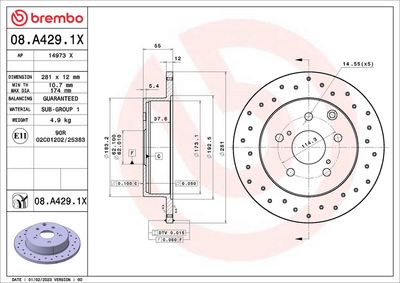 Bremžu diski BREMBO 08.A429.1X