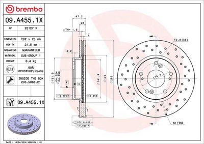 Тормозной диск BREMBO 09.A455.1X