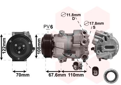 Компрессор, кондиционер VAN WEZEL 3700K605