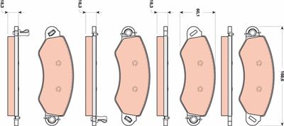 Bremžu uzliku kompl., Disku bremzes TRW GDB1744