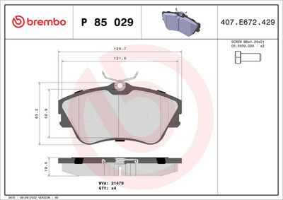 Bremžu uzliku kompl., Disku bremzes BREMBO P 85 029