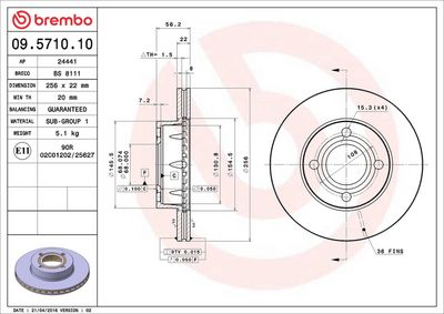Тормозной диск BREMBO 09.5710.10