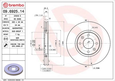 Bremžu diski BREMBO 09.6925.14