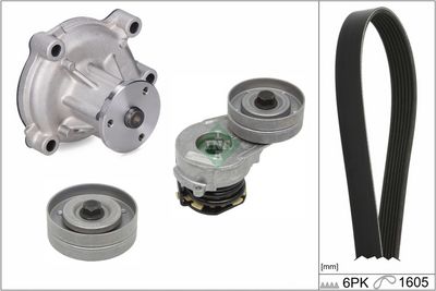 Водяной насос + комплект ручейковых ремней Schaeffler INA 529 0330 31