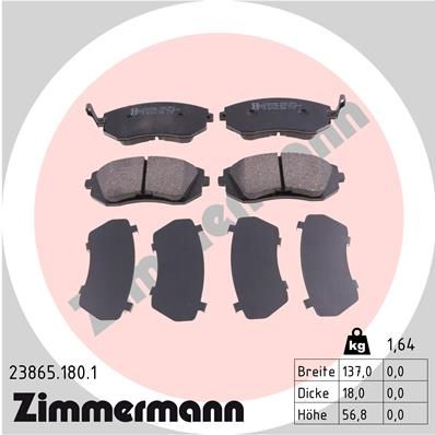 Bremžu uzliku kompl., Disku bremzes ZIMMERMANN 23865.180.1