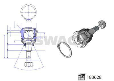 Balst-/Virzošais šarnīrs SWAG 33 10 9682