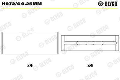 Подшипник коленвала GLYCO H072/4 0.25mm