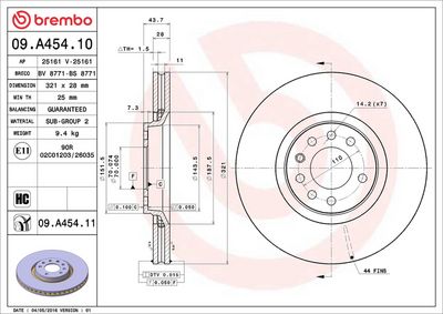 Тормозной диск BREMBO 09.A454.11