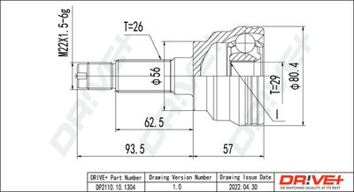 Шарнирный комплект, приводной вал Dr!ve+ DP2110.10.1304