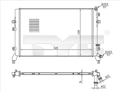 Радиатор, охлаждение двигателя TYC 737-0066