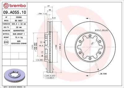 Тормозной диск BREMBO 09.A055.10