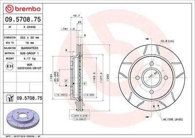 Тормозной диск BREMBO 09.5708.75