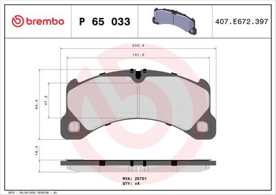 Bremžu uzliku kompl., Disku bremzes BREMBO P 65 033